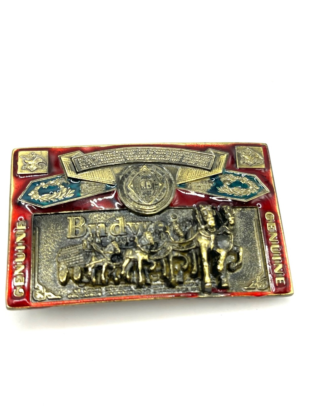 Budweiser Red and Gold Clydesdales Decorative Belt Buckle
